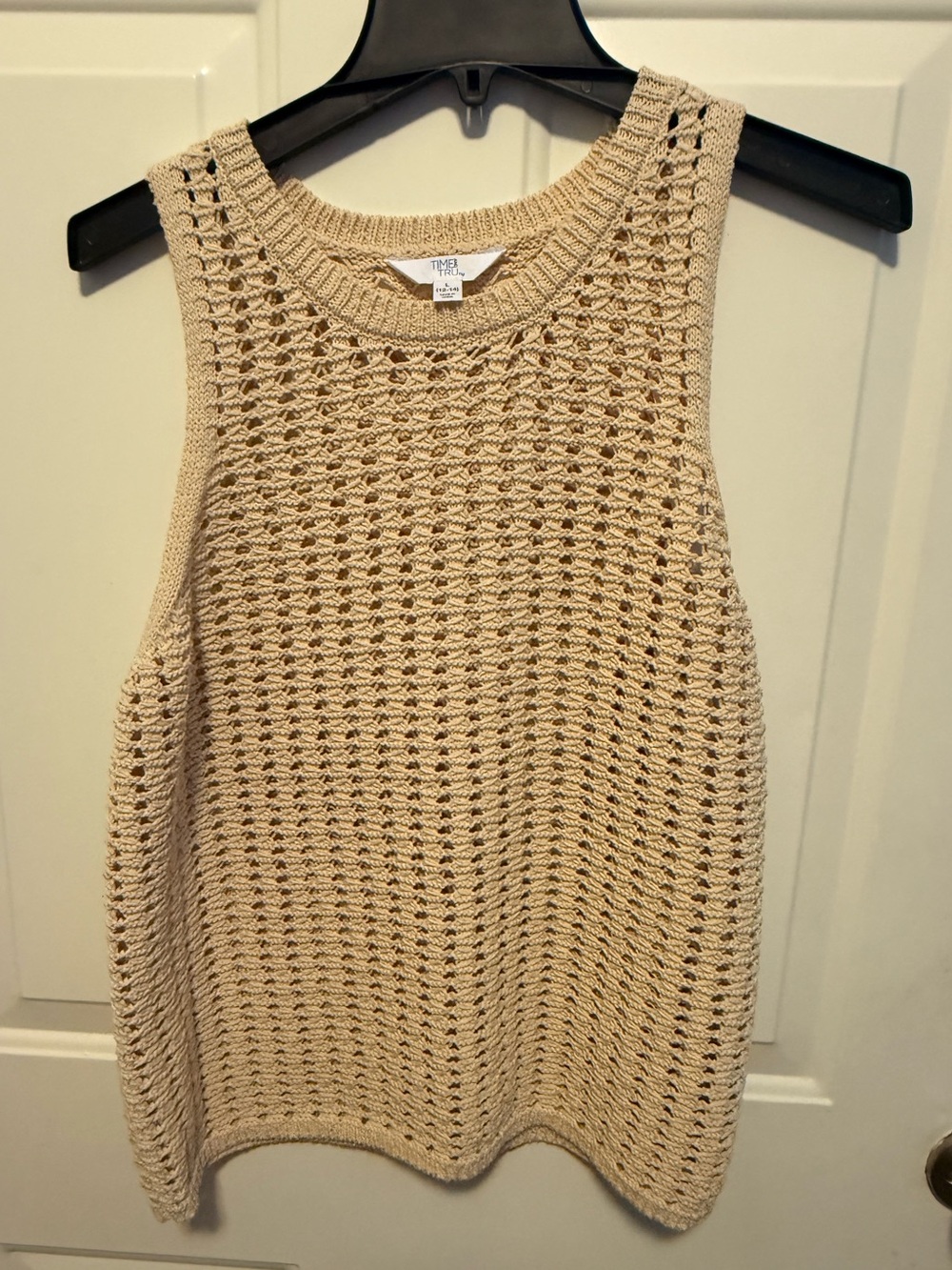 Time and Tru Cream Open-Knit Sleeveless Vest